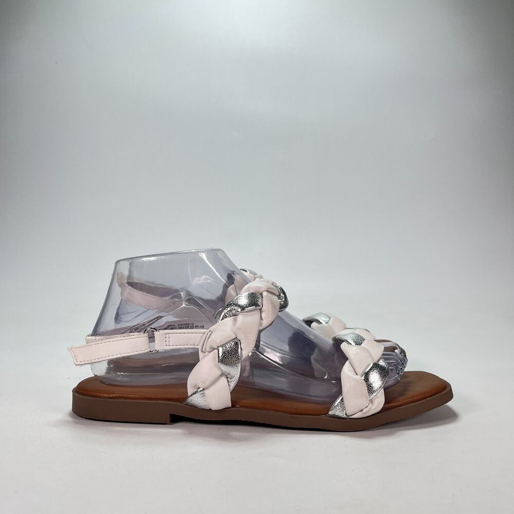 Wonder Nation Little & Big Girls Puff White Sliver Braide Sandals Women's Size 5